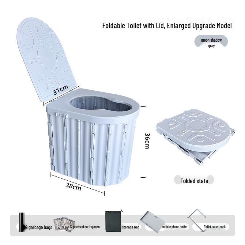 Portable Folding Toilet with Lid for Travel and Outdoor Use