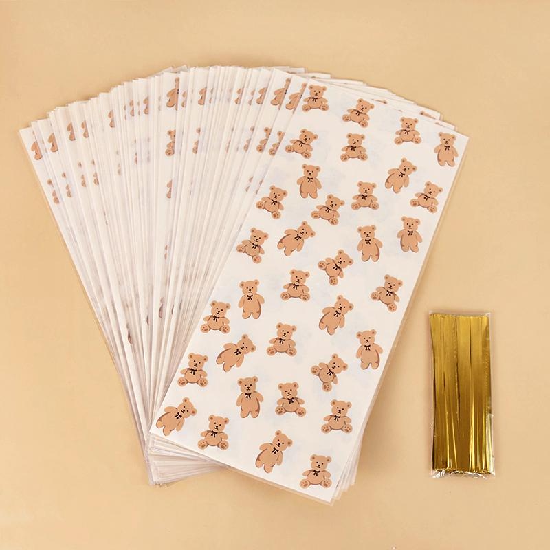 30/50 Stück Teddybär Süßigkeiten Geschenktüte Plastik Keks Dessert Verpackungsbeutel Kinder Geburtstagsparty Dekoration Zubehör Babyparty