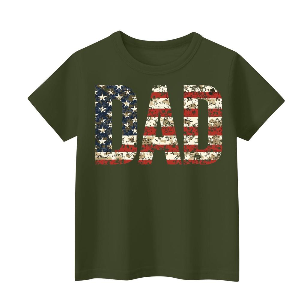 Men's Loose Fit Short Sleeve T Shirt Dad Print Casual Summer Daily Wear Comfortable Crew Neck Tee for Father Day Independence Day