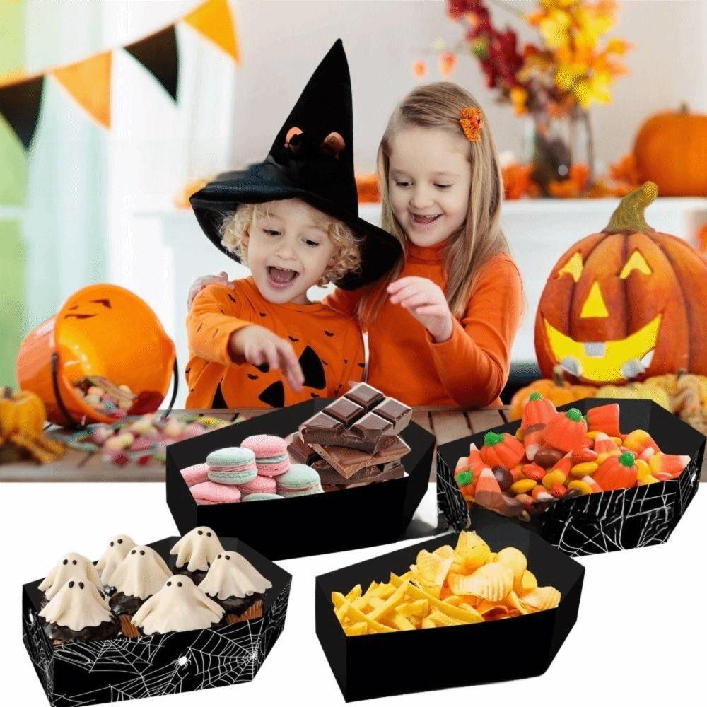 DIY Halloween Food Trays Paper Halloween Popcorn Boxes Food Serving Snack Tray  Trick-or-Treat