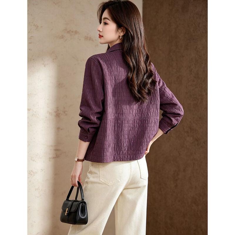 D.F.DEAR Women's Textured Loose Fit Lapel Jacket