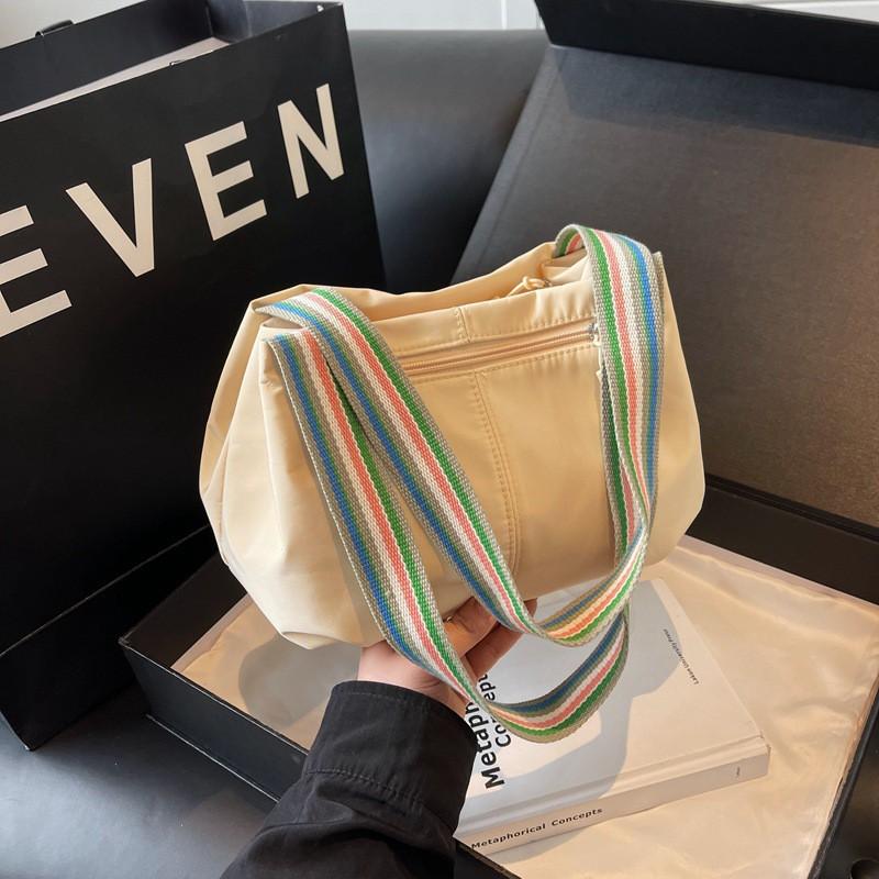 

New Nylon Cloth Bag Simple Solid Color Korean Large-capacity Shoulder Casual All-matching Cross-border Backpack Trendy