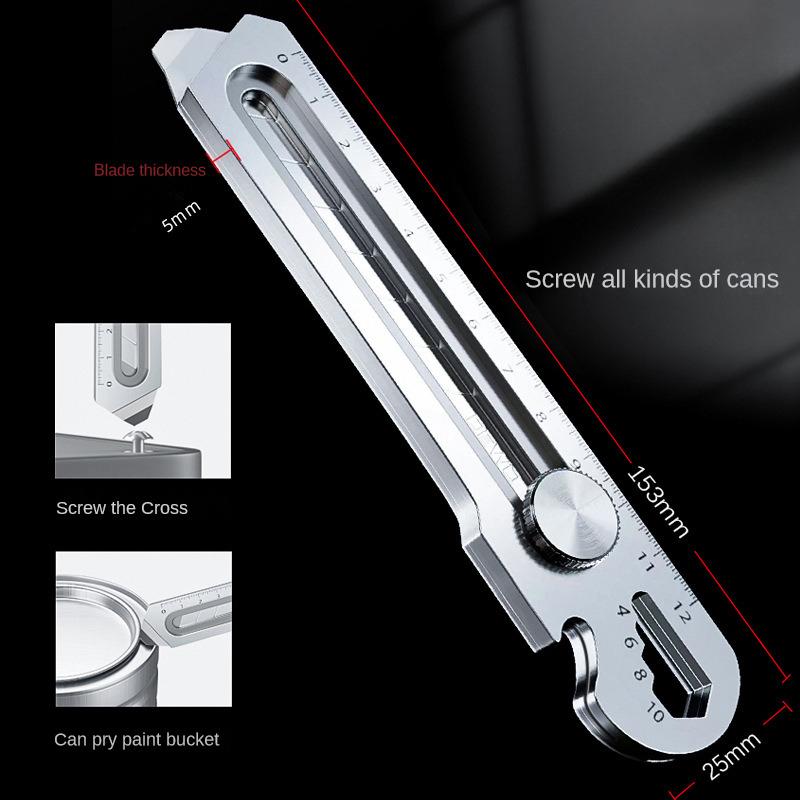 Multifunctional Utility Knife 6 In 1 Stainless Steel Office Stationery All Purpose Cutter Bottle Tin Opener Screw Ruler