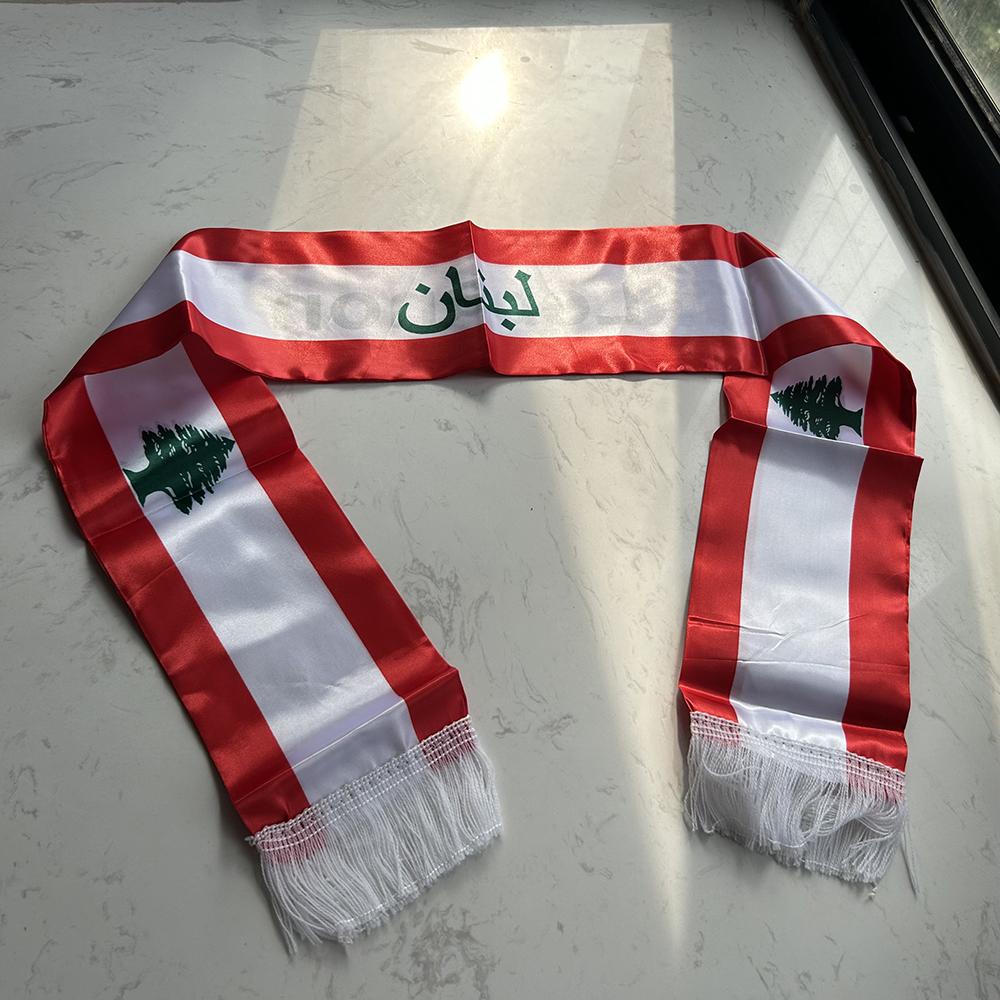 SCARF FLAG Personalizzato Sciarpa Libano 14*135cm Stampata Double Face Stendardo Sciarpa Libano Per Decorazione Evento Festivo