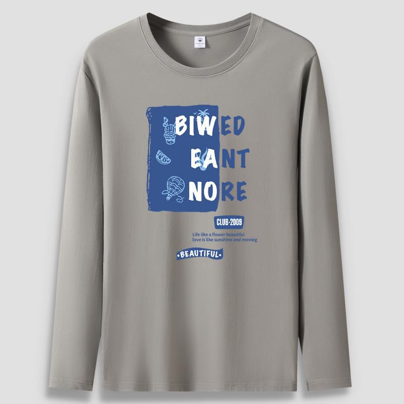 

Осенне-зимняя модная мужская футболка большого размера с длинными рукавами из чистого хлопка, повседневная мужская толстовка S-5XL S хаки