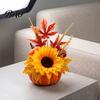 Autumn Mantle Decor Artificial Pumpkin Table Centerpiece with Sunflowers Maple Leaves And Pine Harvest Ornaments Cones, Halloween Foam Ornament,