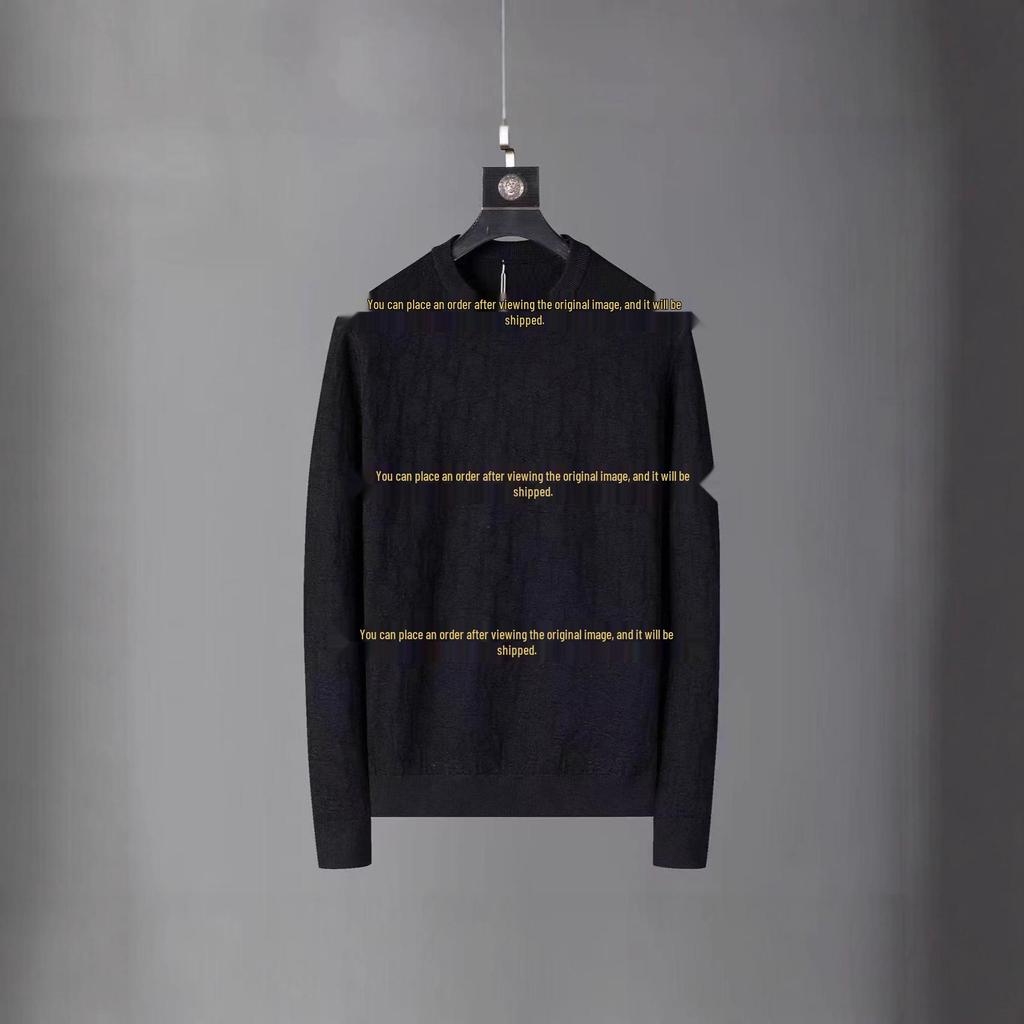 Pánský podzimní/zimní luxusní žakárový pletený svetr s potiskem písmena D