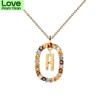 Letter Necklace Chain With Colorful Cubic Zirconia For Women Initial A -Z Alphabet Pendant Choker Trend Jewelry