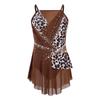 Kinder Mädchen Wettkampf-Body Ärmellos Verstellbare Träger Strass-Verzierung Patchwork Jumpsuit Eingearbeiteter Slip für Gymnastik Bühne