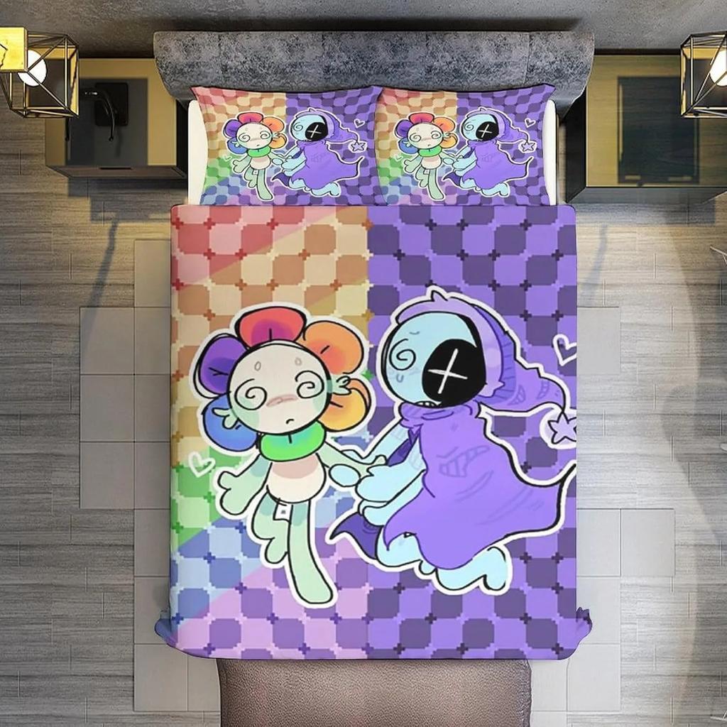 Hra D-Dandy's World Povlečení 3D Tištěná Sada Povlaku na Přikrývku s Povlaky na Polštáře Chlapec Dospívající Děti Narozeninový Dárek Měkké Roztomilé Ložní Prádlo