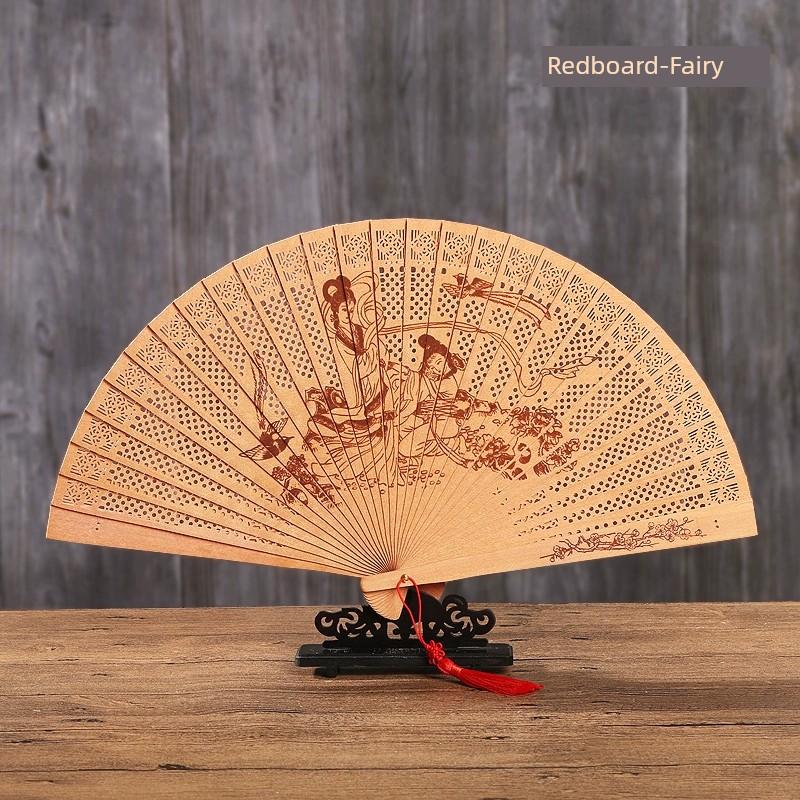 Heshantang Gift Ancient Style Hollow Craft Full Wooden Folding Fan