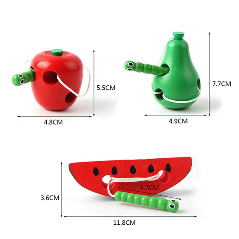 Children Montessori 3D Wooden Toys 1 2 3 Years Early Learning Educational Toys Watermelon Cheese Threading Baby Puzzle Games