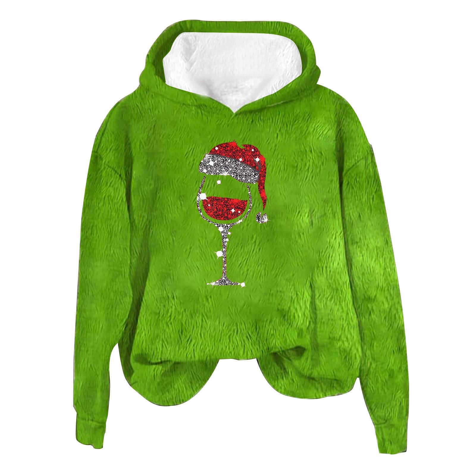 

Женская модная повседневная толстовка с капюшоном и длинным рукавом из фланели с рождественским принтом XXL