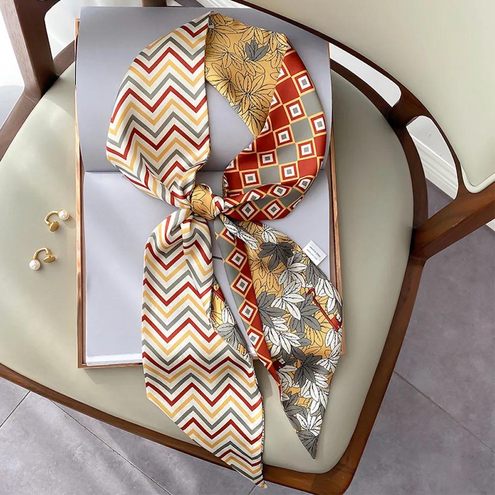 Long Silk Scarf Bag Tie Lady Neck Skinny Scarves Hairband Foulard Horse Print Brand Lady Neckerchief Ribbon  Spring New