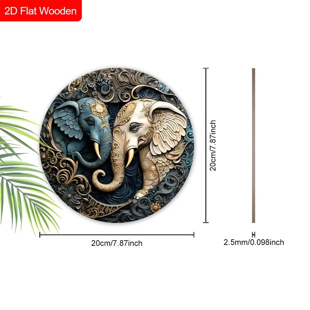 2D Plane Hanging Decorative Signs, Interior Wall or Door Decoration, Garden Decoration, Two Elephant Pattern, Interesting Gifts for Family and Friends