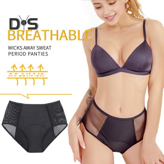 Women Underpants High Waist Four-layer Plus Size Butt-lifted Mesh Patchwork Elastic Period Prevent Leakage Briefs Menstrual Panties Female Underwear