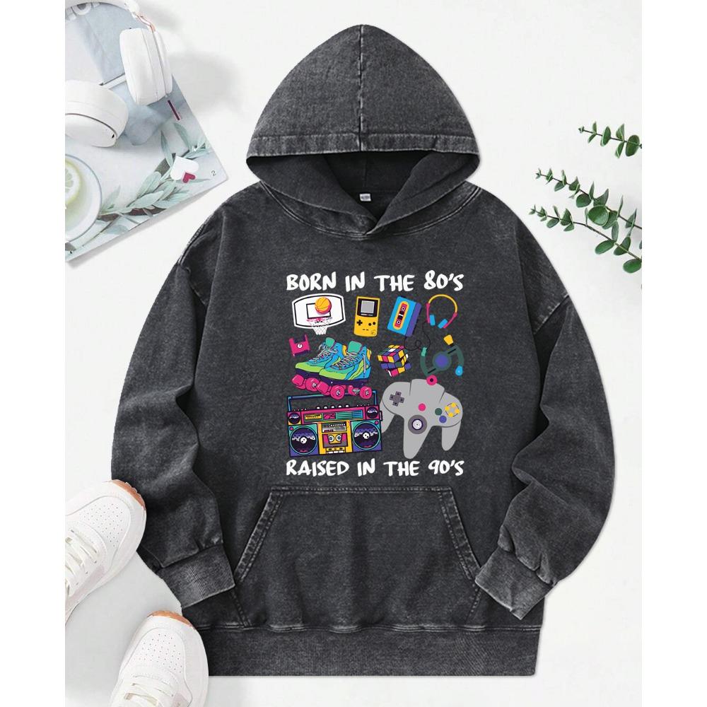 Collection Of Entertainment Tools Printing Women Washed Hoody Creativity Cotton Hoodies Pullover Casual Multicolor Tops