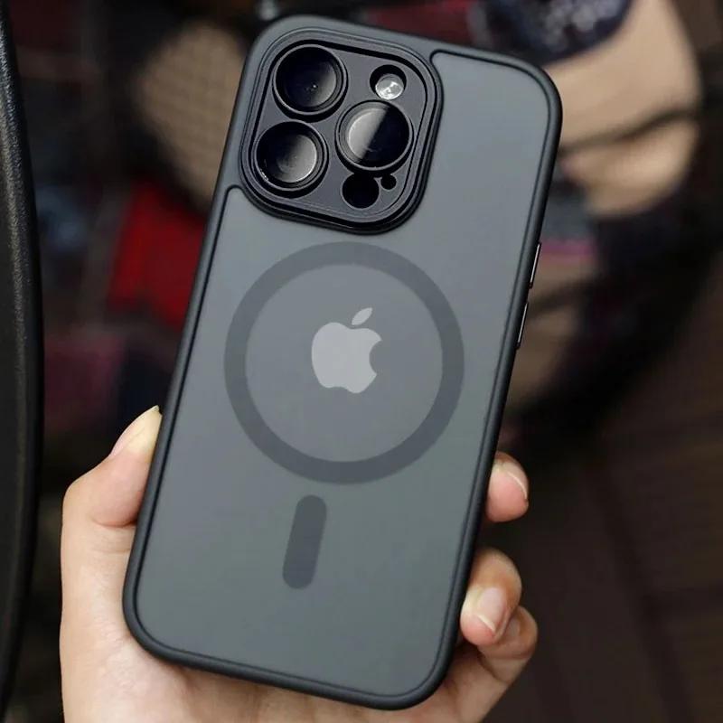 Slim Clear Magsafe Case for iPhone 15 16 Pro Max 13 12 11 14 Plus Cases Magnetic Wireless Charge Translucent Shockproof Cover