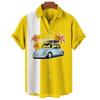 Men Clothing Hawaiian Vacation Beach Shirt Lapel Blouse Summer Casual Clothes Tops Chemise