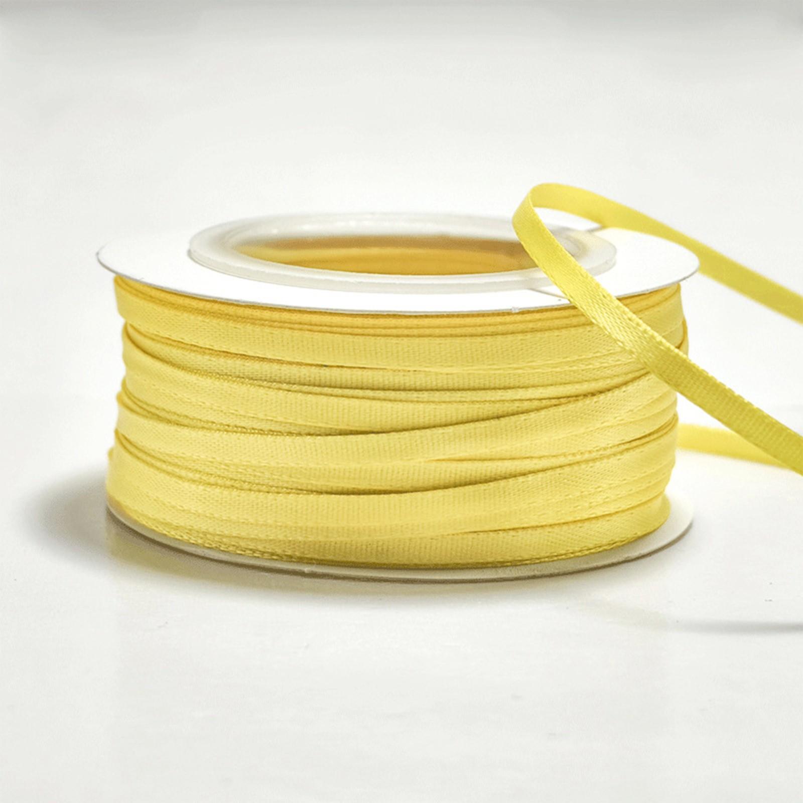 

50 ярдов 0,3 см зашифрованная двухсторонняя полиэстеровая шелковая лента лента тесьма аксессуары для волос бант ручной работы подарочная коробка упаковочная лента One Size жёлтый