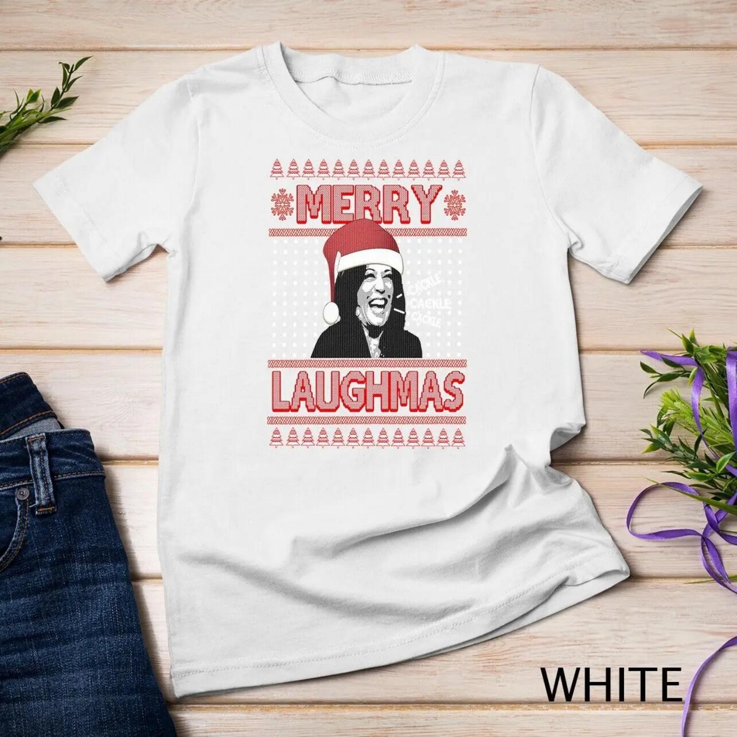 Футболка  Уродливое Рождество Камалы Харрис Merry Laughmas XXXXXL белый