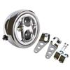 Silver 5-3/4" LED Motorcycle Headlight White Halo Ring with Headlight Housing Mount Bracket Compatible