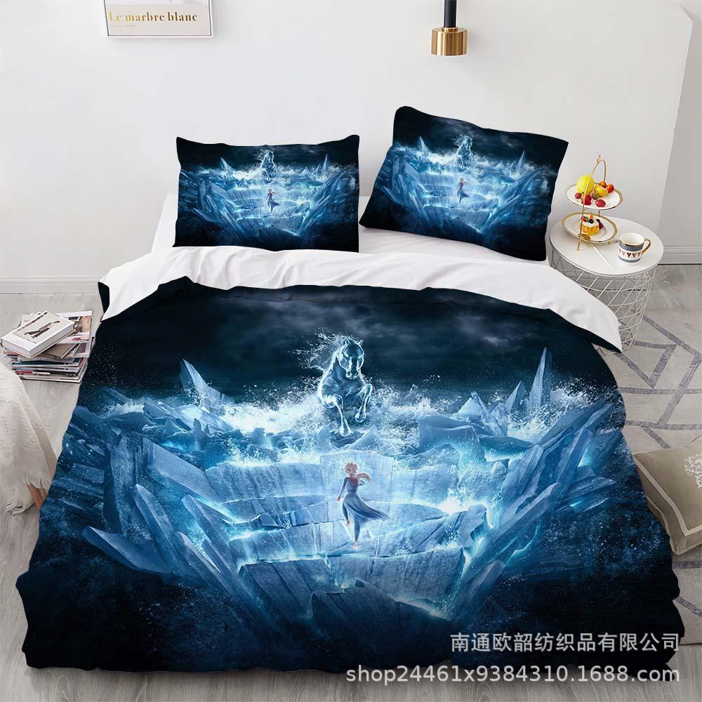 Cartoon Animation Kit 3D Digital Printing Quilt Cover Princess Bedding Three-Piece Set
