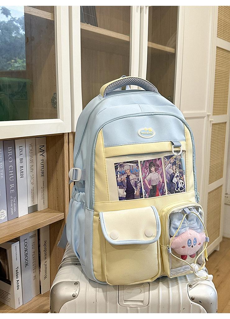 Schoolbag Japanese new high-value fresh and sweet contrasting splicing backpack junior high school students lightweight large-capacity backpack