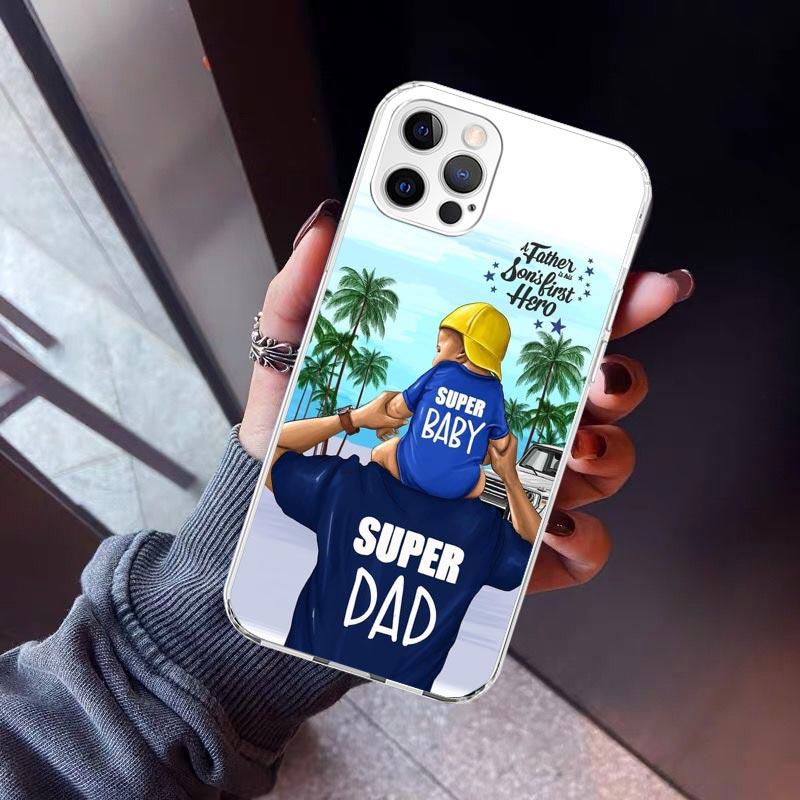 Dad And Baby Girl Boy Phone Case For iPhone 17 Air 11 13 Mini 14 15 Plus 16 12 Pro Max 16E SE 7 8 Pattern Soft TPU Back Cover 1