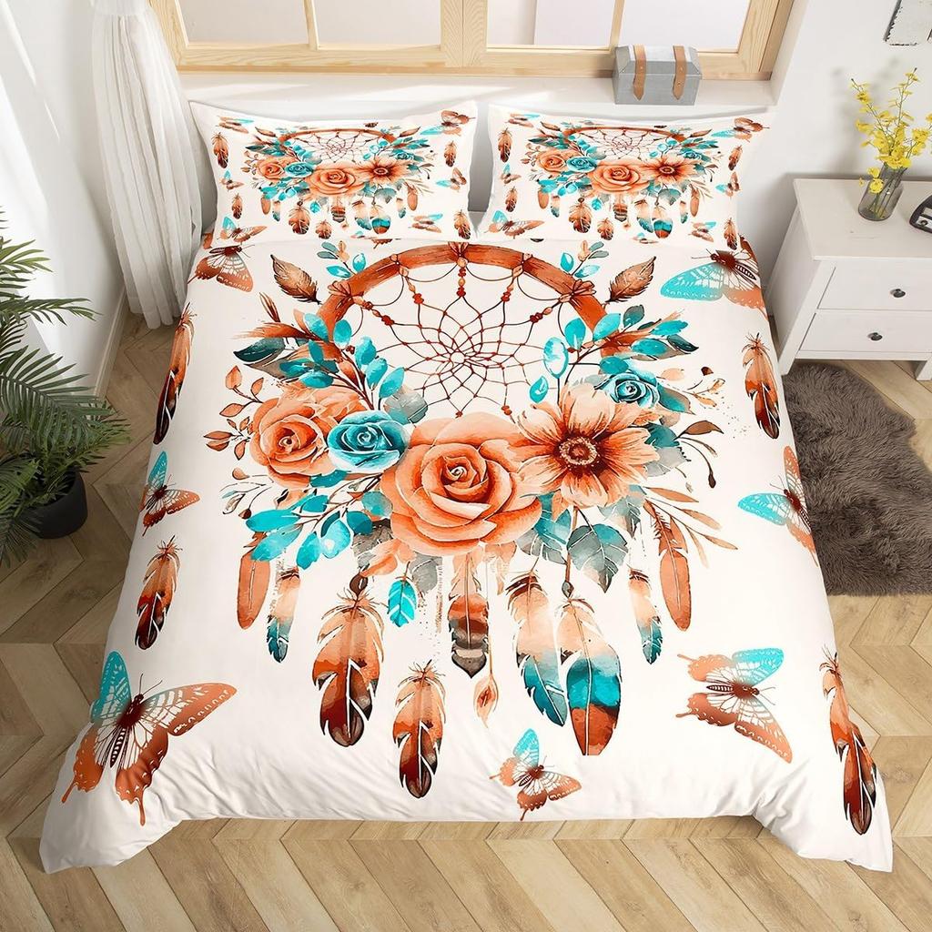 Comforter Dream Catcher Comforter For Girls Women Boho Feather Single Queen Exotic Bohemian Mandala Floral Bedding Set