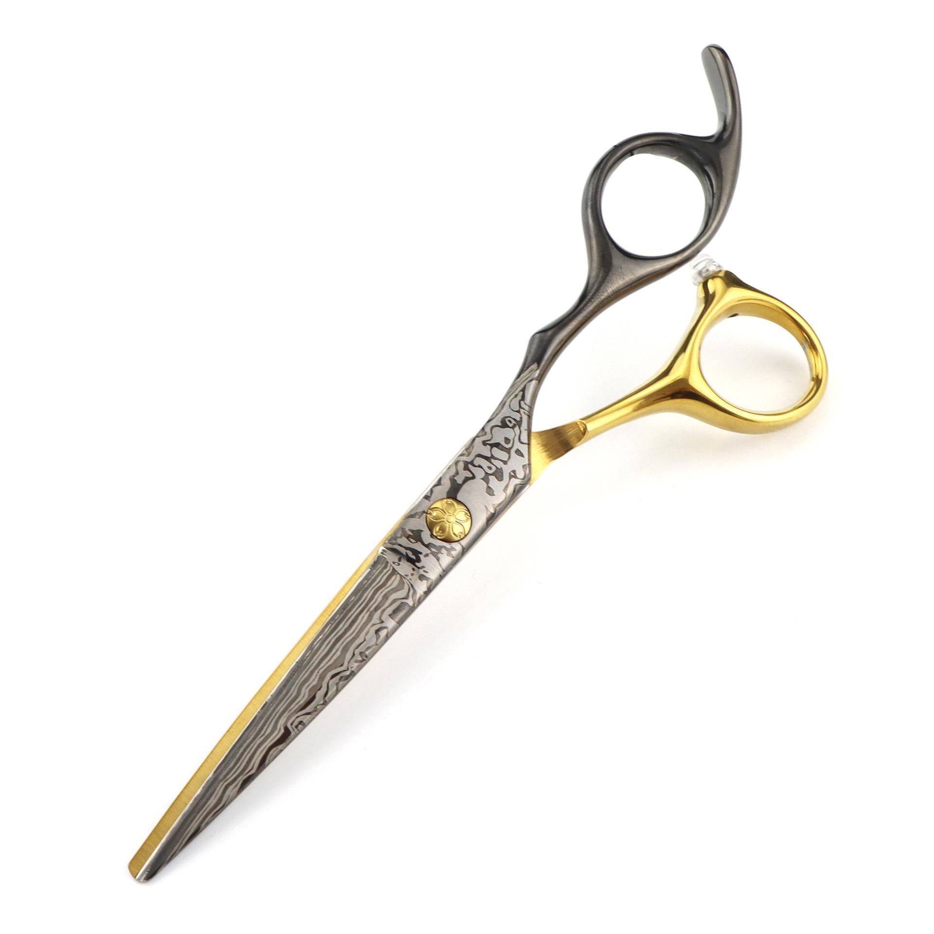 6.0 Black & Gold Damascus Hairdressing & Thinning Scissors