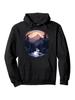 All-Season Outdoor Hoodie - Black Mountain Landscape Graphic Pullover Hooded Sweatshirt for Hiking