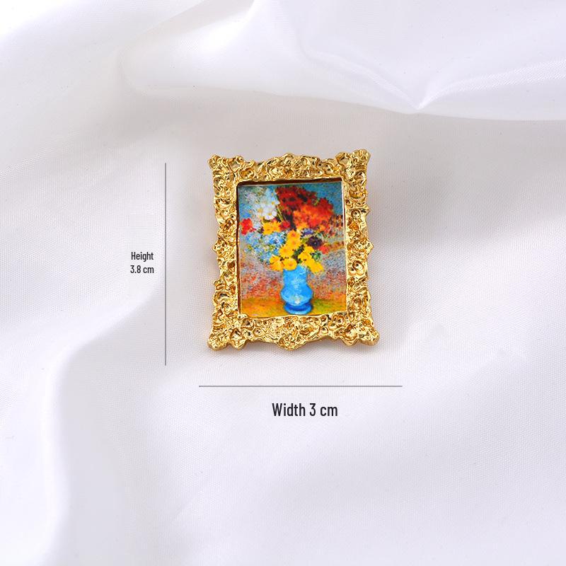 Broche Peinture à l'Huile Dame Rétro Renaissance Baroque 2019
