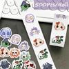 500Pcs/Roll Groovy Skull Kids Rewards Stickers - DIY Scrapbooks Album Decor Sealing Label Decals