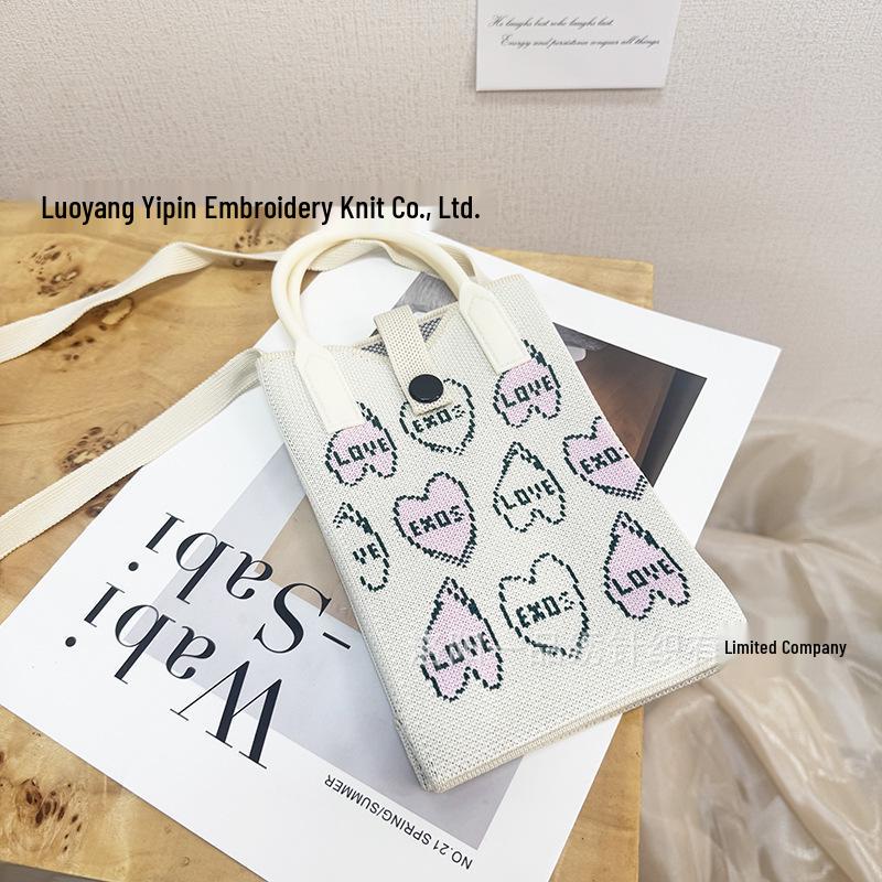 Cute Cartoon Dopamine Knit Crossbody Phone and Coin Bag