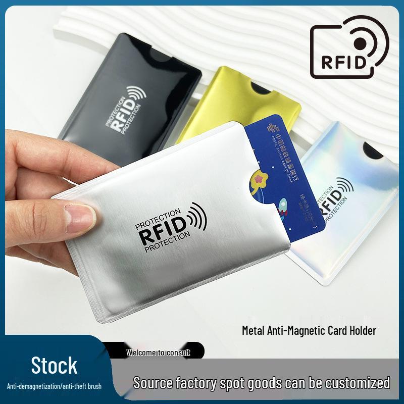 In-Stock Silver RFID Card Holder: Anti-Scan, Anti-Demagnetization, Anti-Theft NFC Bank ID Aluminum Shield