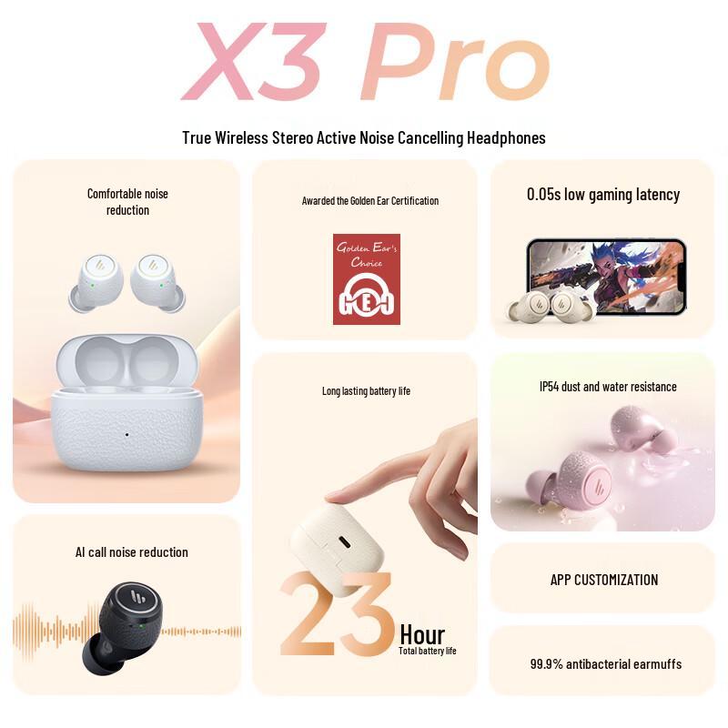 Edifier X3 Pro True Wireless Noise-Cancelling Bluetooth Earbuds