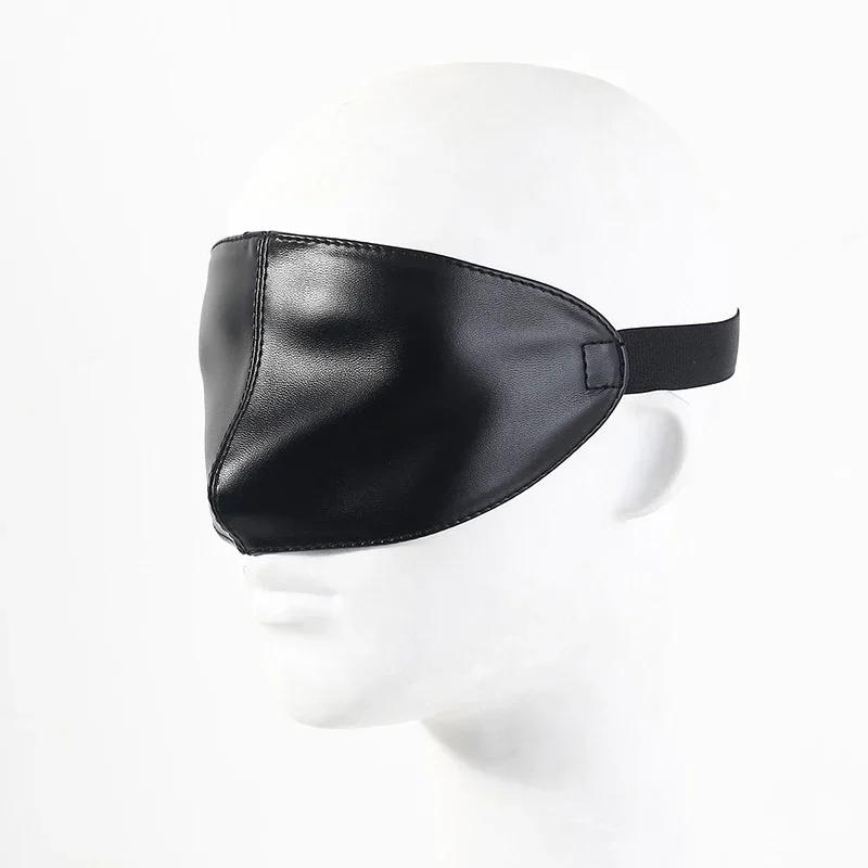 Black PU Leather Sex Eye Mask Cover Nose Large Area Sex Mask  Accessoire  Bondage Restraints Sex Toys for Women Couples