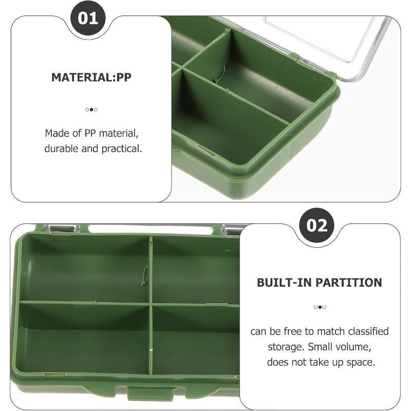 1-8 Compartments Fishing Tackle Box 10.5*6.5cm, Plastic Storage Organizer with Transparent Lid, Green Case for Carp Angling Accessories