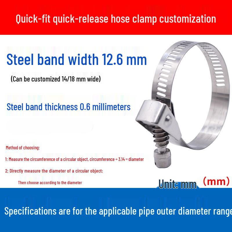 Expanded German-Style Quick-Release 304 Stainless Steel Hose Clamp