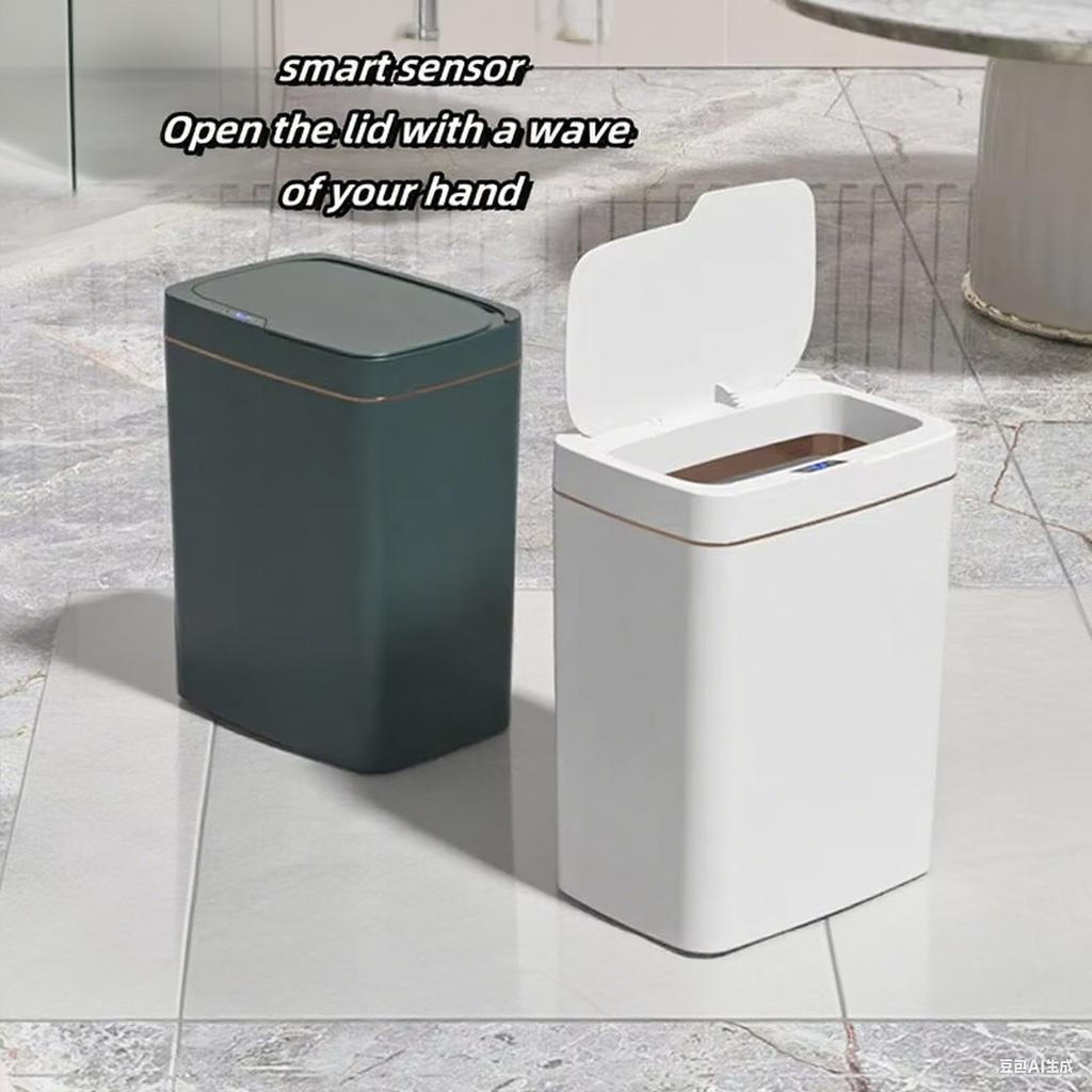 High-quality Modern Waste Bin 15L Touchless Smart Sensor Trash Can Waterproof Automatic Garbage Bin for Kitchen Bathroom Bedroom