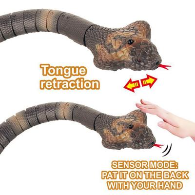 Ferngesteuerte Schlange, wiederaufladbar, realistisches RC-Schlangenspielzeug mit Fernbedienung, intelligentes Katzenspielzeug mit Infrarot-Controller, Schlangenspielzeug, Streichgeschenke für Kinder