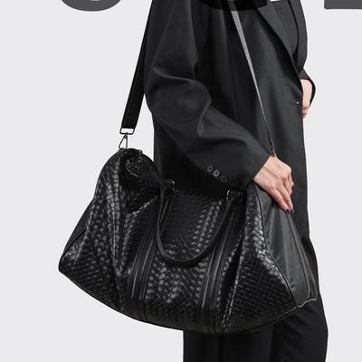 Men's Fashionable Knitted Sports Gym Bag Large Capacity Business Travel Handbag Simple Solid Color Travel Bag