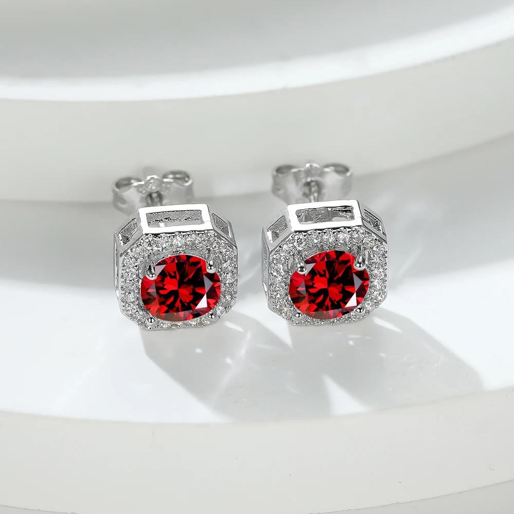 

Геометрические серьги-гвоздики желтого, розового, фиолетового, красного, синего, черного, зеленого цвета с квадратными камнями для женщин, серебряные круглые серьги-гвоздики с кубическим цирконием, ювелирные изделия