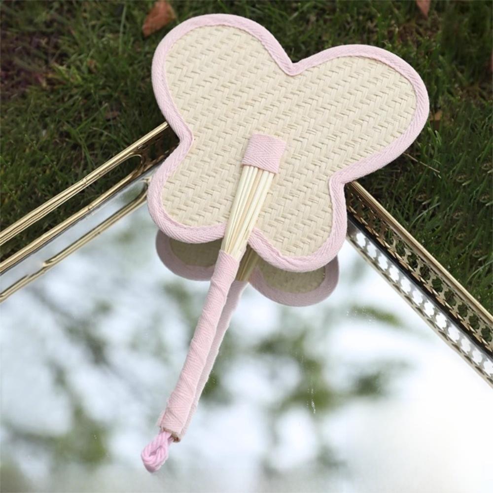 Lightweight Weaving Hand Fan with Colorful Edging Cooling Fan Natural Handmade Raffia Fans  Summer