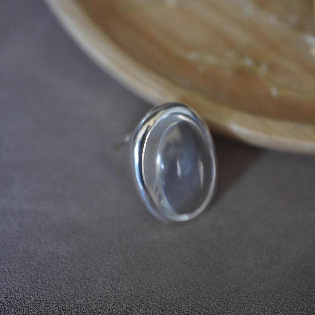 PANJBJ 925 Silver Geometry Crystal Ring For Women Ellipse Exaggerated Punk Water Drop Open Jewelry Gift