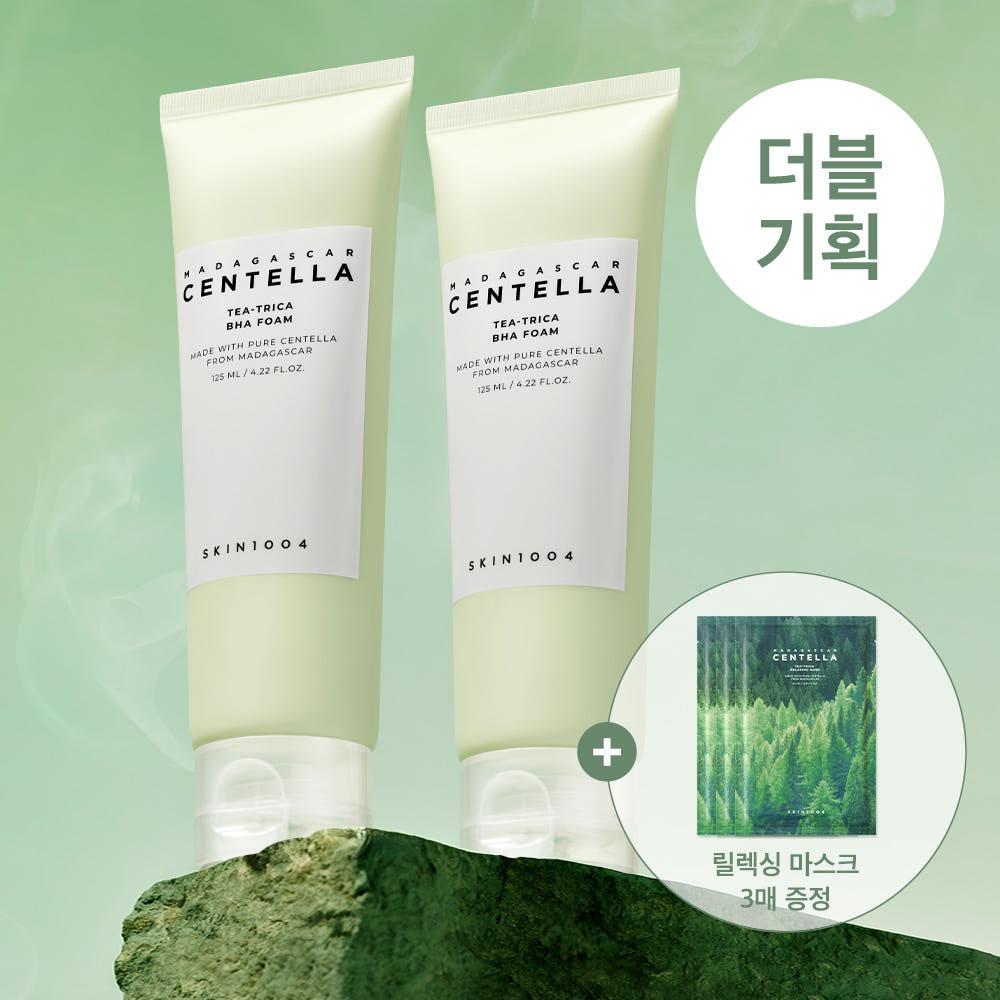 SKIN1004 Madagascar Centella Tea-Trica BHA Foam 125ml 2ea + Relaxing Mask 3ea