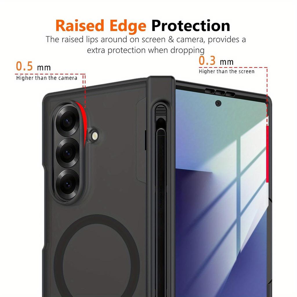 Suitable for Samsung Galaxy Z Fold 7 Case with S Pen Holder,Magnetic Case with Hinge Protection Screen Protector Full-Body Cover