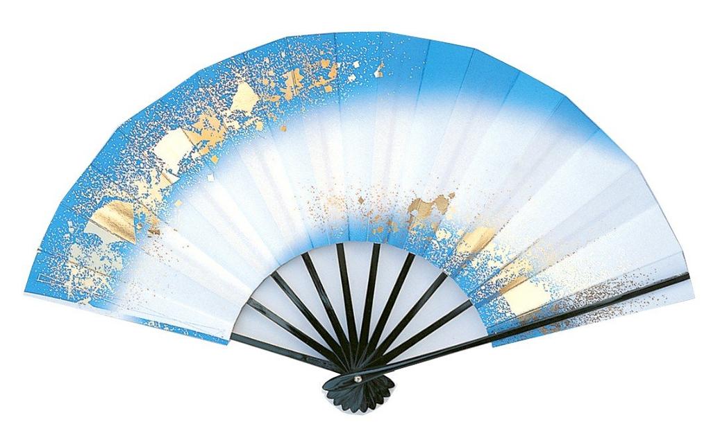 Love Chirashi Black Lacquered Fan for Dancing Fan, 1209-13, Double-Leg Pattern, Gradient, 9.5 inches, Bone, Box, (Blue)