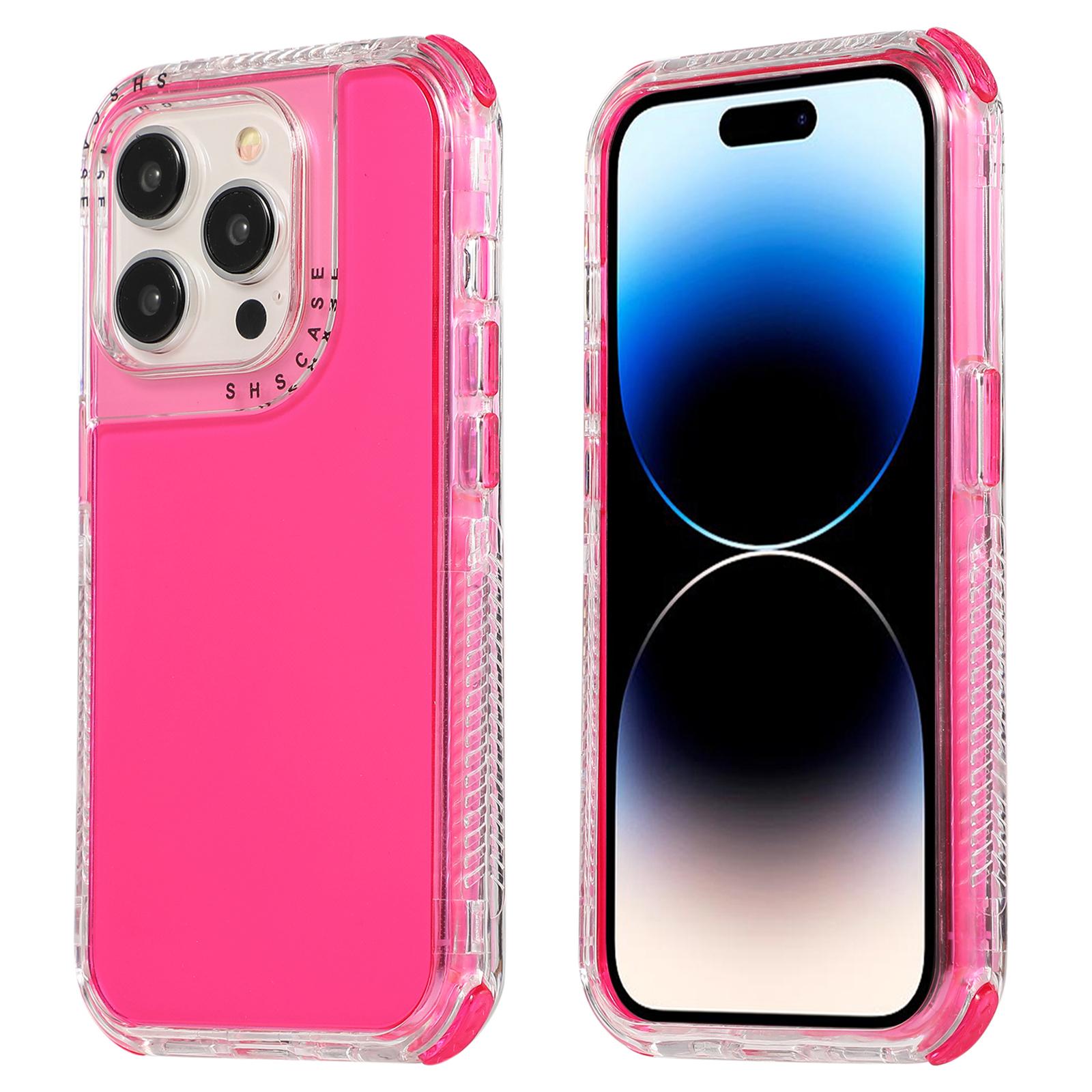 

For iPhone 16 Pro Max Case Corners Impact Protection PC+TPU Clear Phone Cover Rose